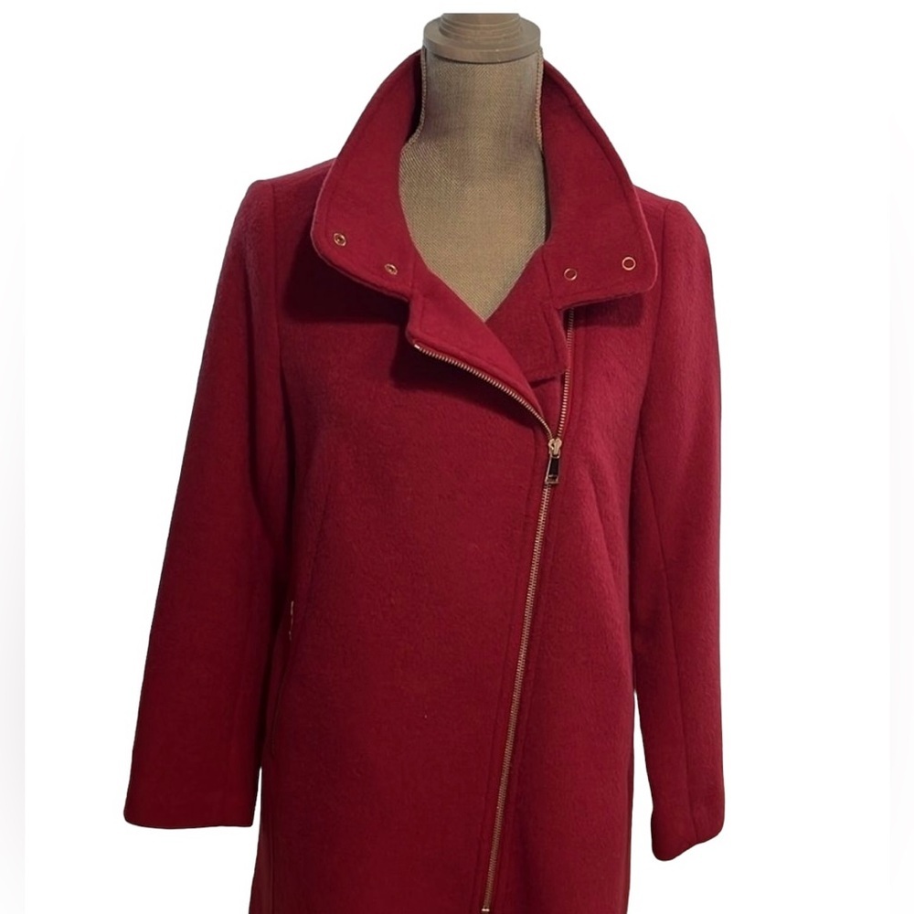 Loft Fushia Wool Blend Assymetrical Coat Size S/P